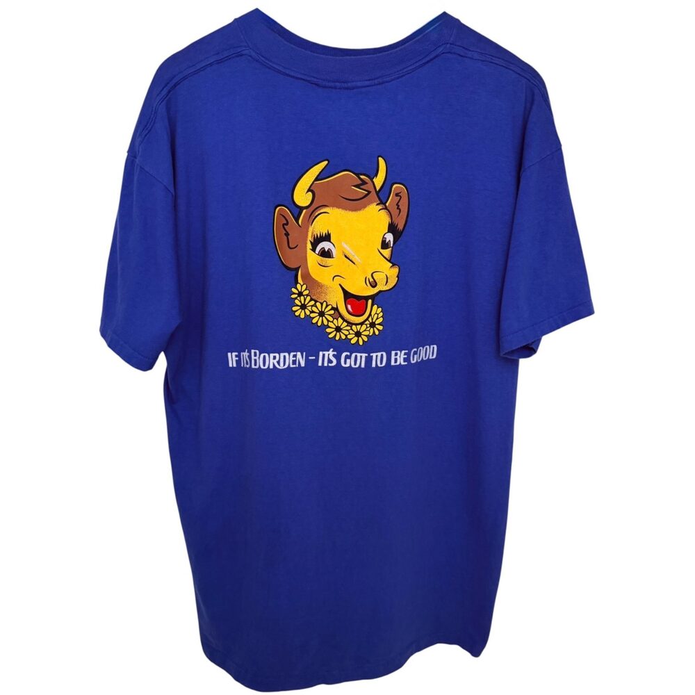 Oneita T-Shirt Men's XL Blue Yellow Single Stitch / Borden / Elsie